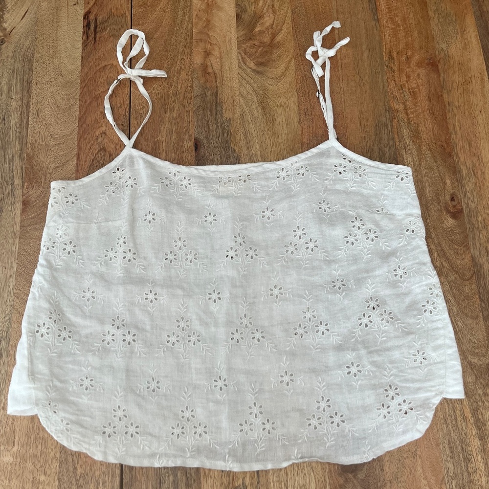 reistor (Madewell) Embroidered Crop Camisole - White, Medium